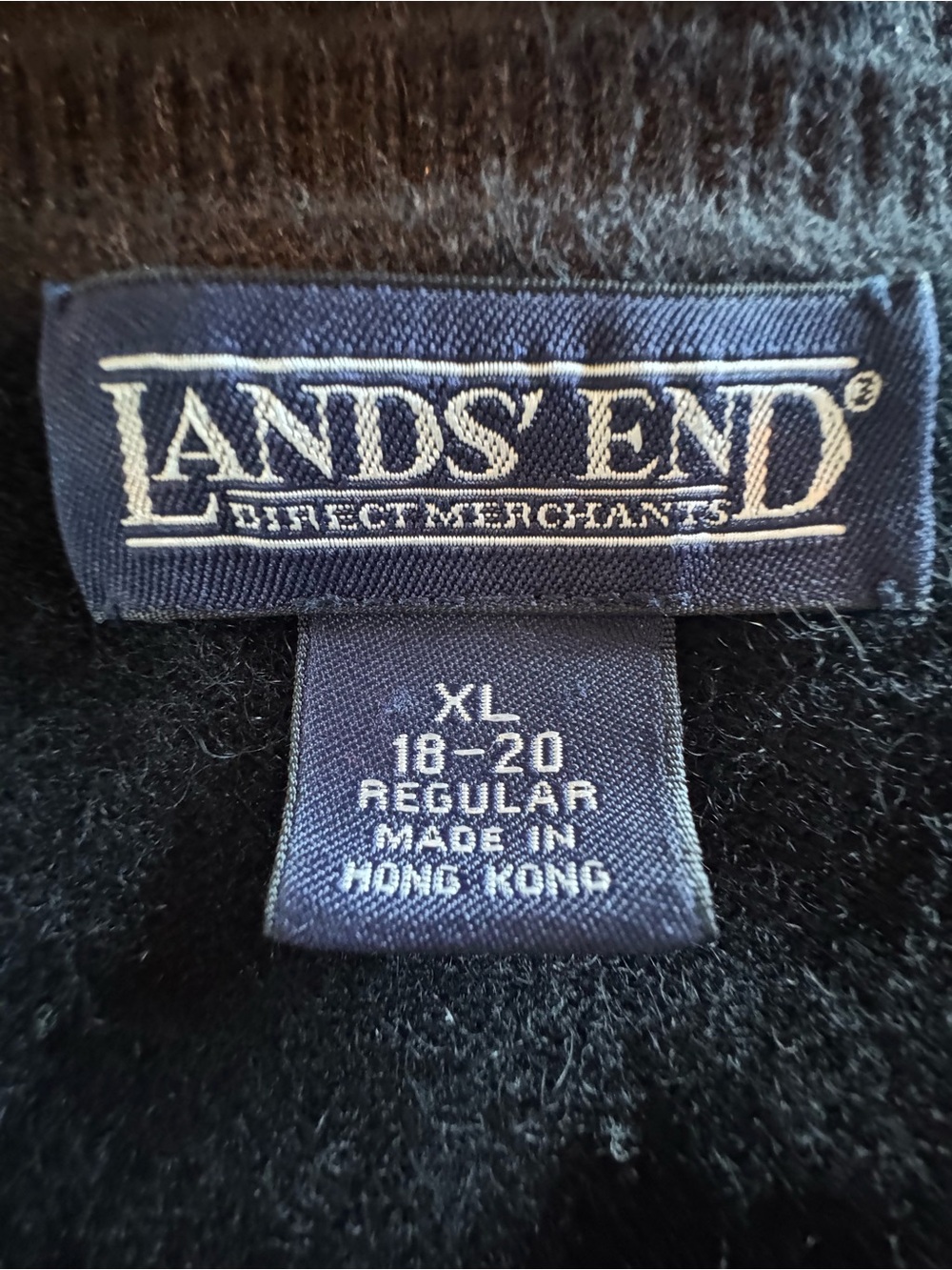 Vintage Lands’ End Hong Kong 100% Cashmere Jet Black Unisex Sweater XL - Picture 5 of 7